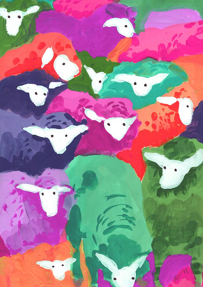 Colorful Sheep Cocktail Tropical art print by Ania Zwara for $57.95 CAD