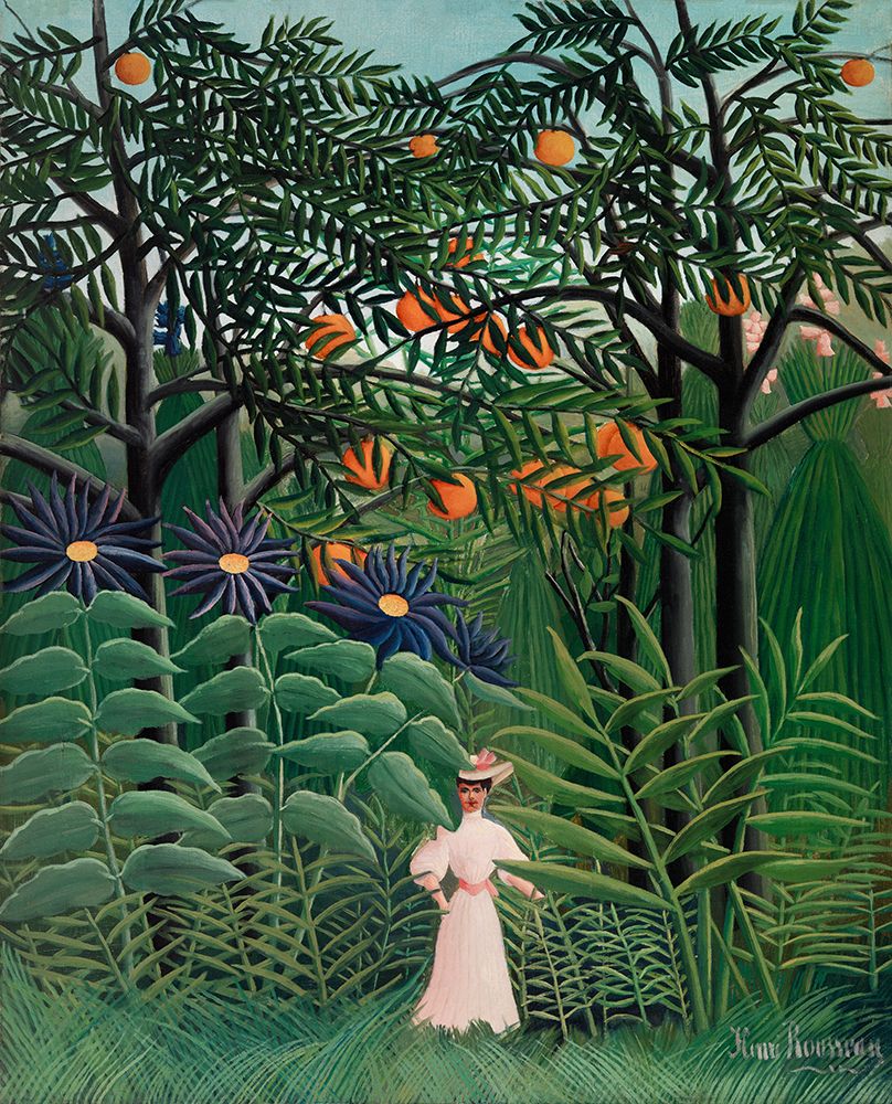 Femme Se Promenant Dans Une Foret Exotique art print by Pictufy for $57.95 CAD