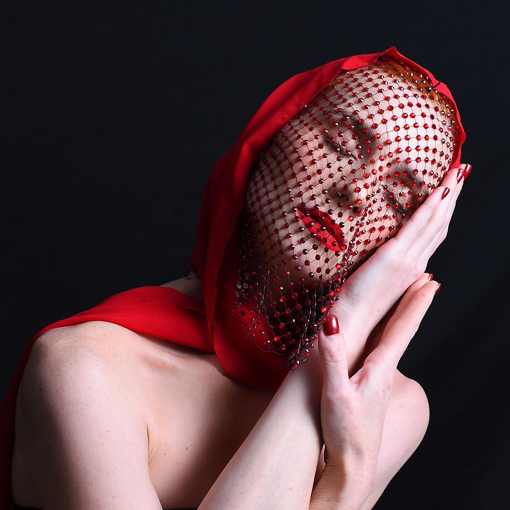 Woman in Red Veil art print by Yoram Gil for $57.95 CAD