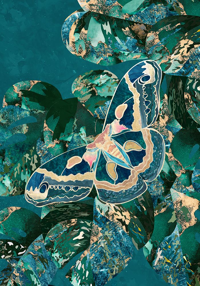 Moth and Monstera Leaves art print by Sarah Manovski for $57.95 CAD