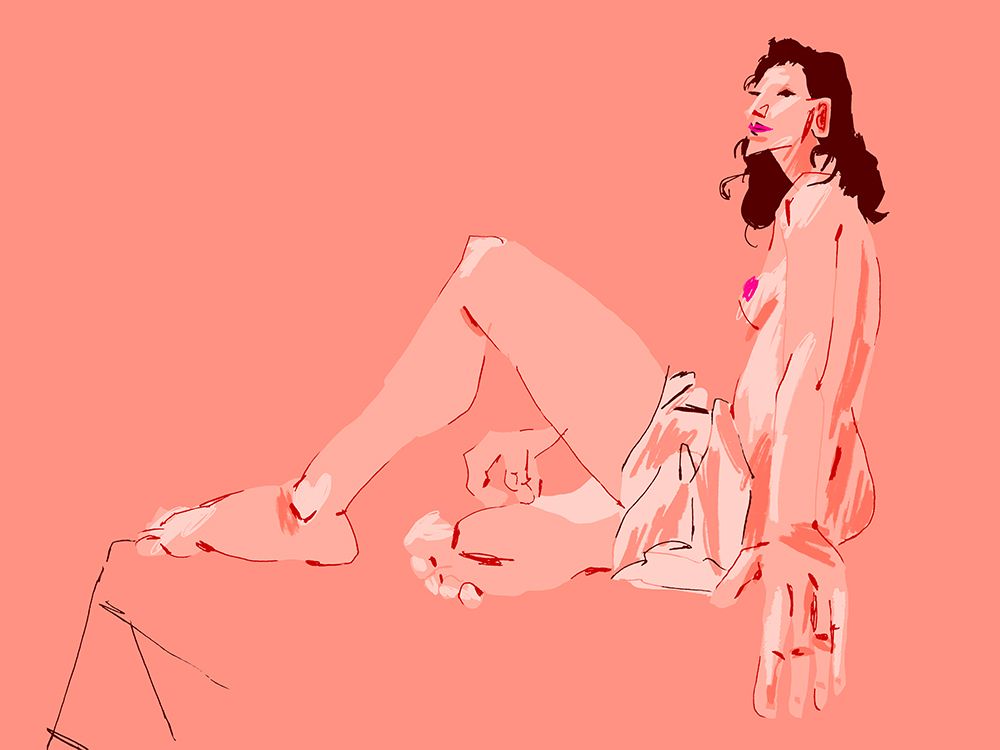Girl Sitting Pink art print by Francesco Gulina for $57.95 CAD