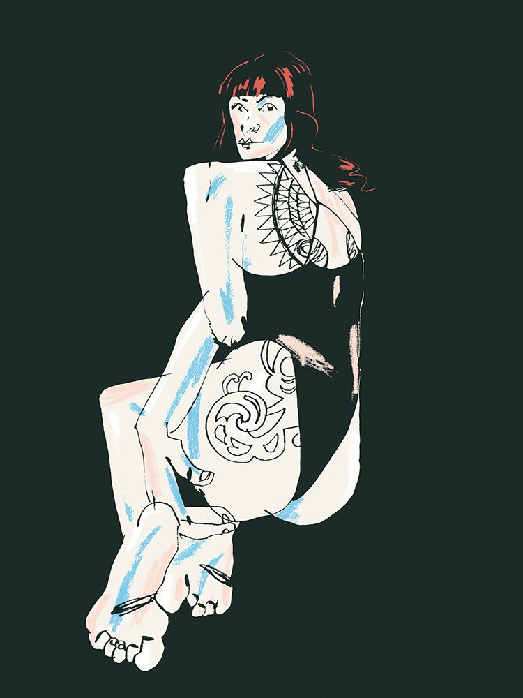 Girl With A Tattoo Dark Green art print by Francesco Gulina for $57.95 CAD