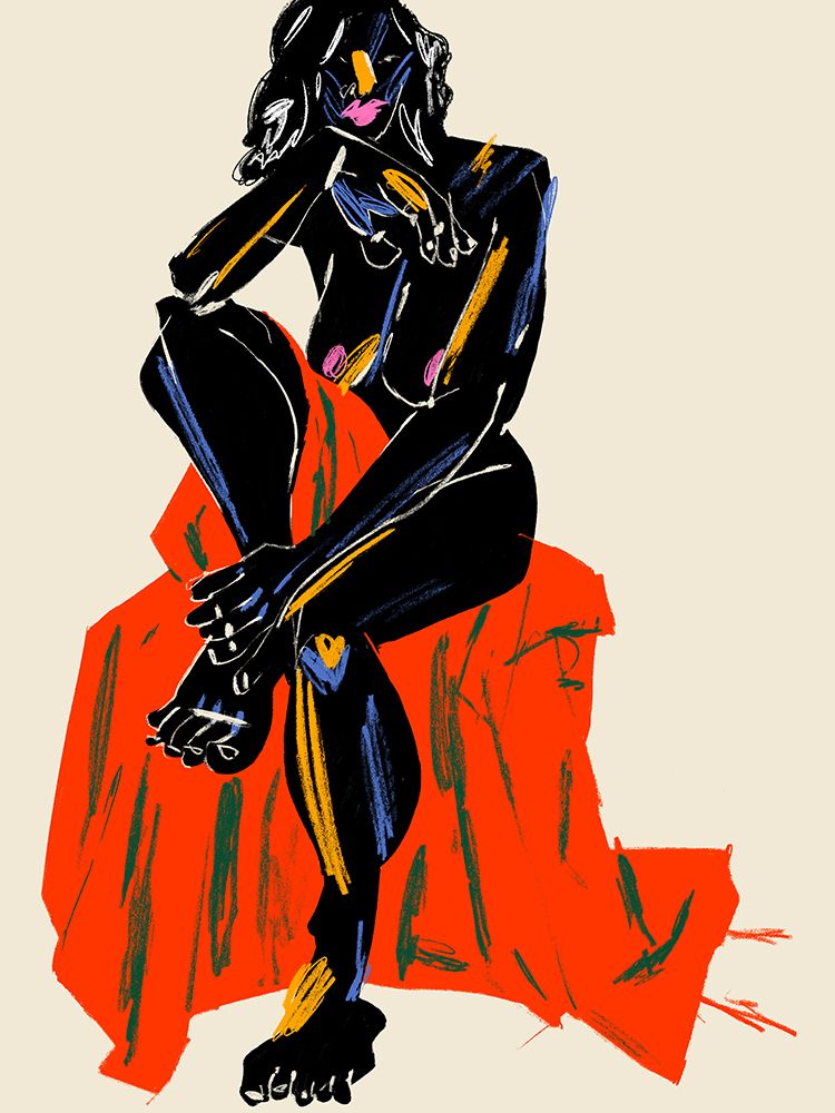Woman Resting Her Chin On Her Hand Dark art print by Francesco Gulina for $57.95 CAD