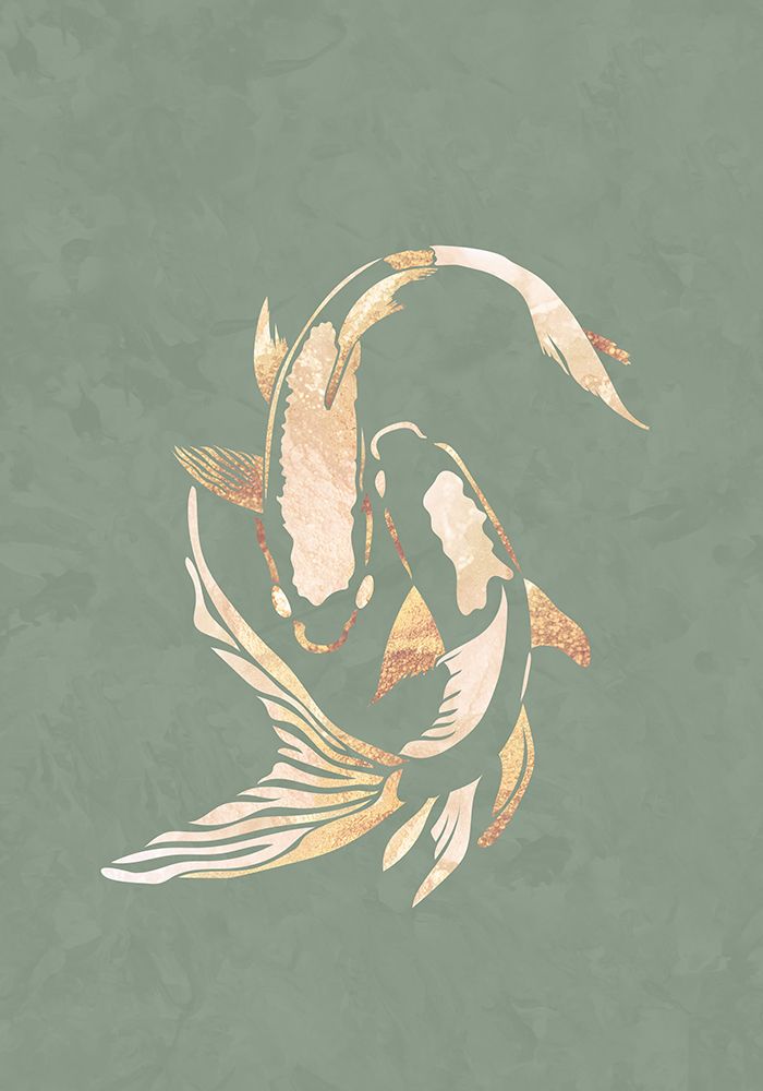 Sage Green Gold Koi Fish 1 art print by Sarah Manovski for $57.95 CAD