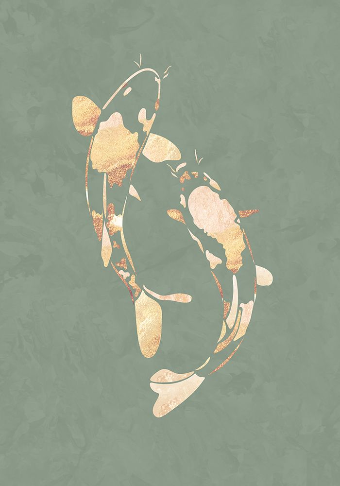 Sage Green Gold Koi Fish 2 art print by Sarah Manovski for $57.95 CAD