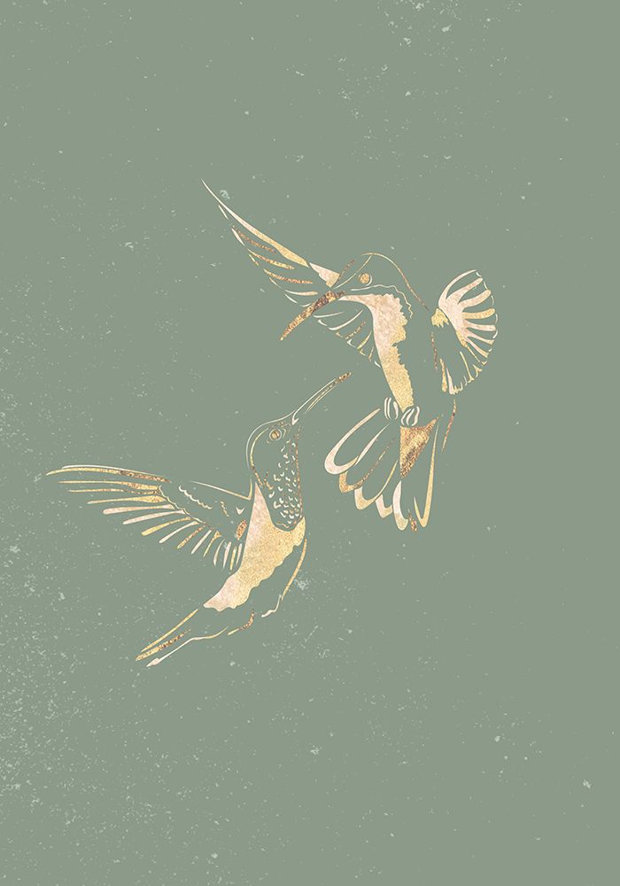 Sage Green Gold Hummingbirds art print by Sarah Manovski for $57.95 CAD