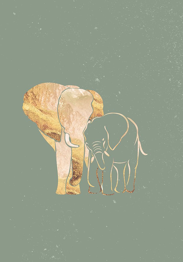 Sage Green Gold Elephants 1 art print by Sarah Manovski for $57.95 CAD