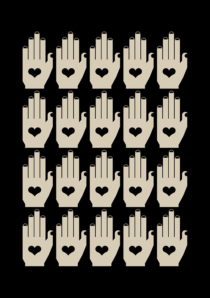 Retro Hands Black art print by Frances Collett for $57.95 CAD