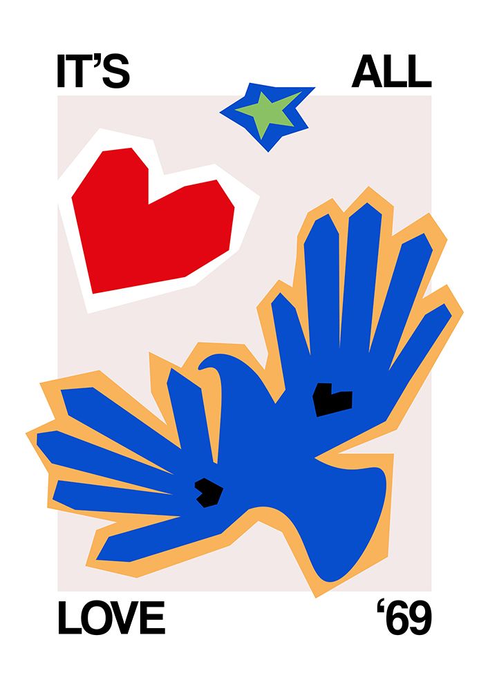Its All Love 69 Bird Blue art print by Frances Collett for $57.95 CAD