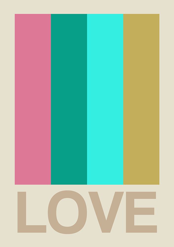 Retro Stripe LOVE CItrus art print by Frances Collett for $57.95 CAD