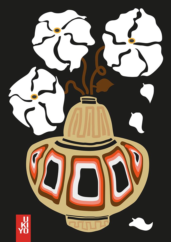 Ukiyo Vase Flower Black art print by Frances Collett for $57.95 CAD
