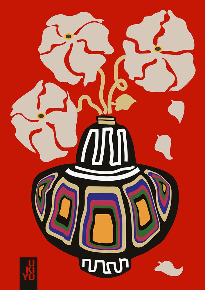 Ukiyo Vase Flower Rainbow Red art print by Frances Collett for $57.95 CAD