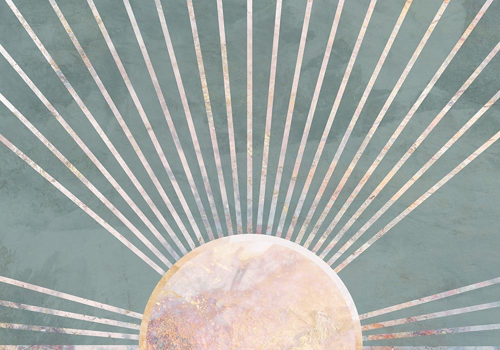 Gold Sun Rays Mural Green art print by Sarah Manovski for $57.95 CAD
