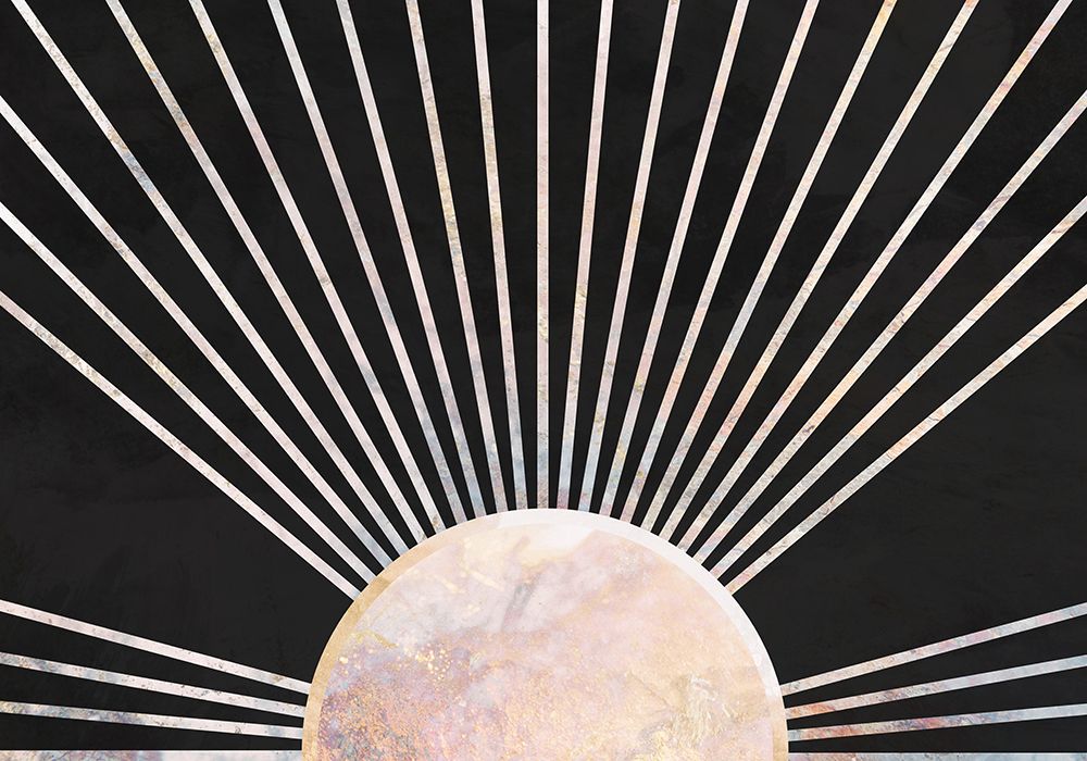 Gold Sun Rays Mural Black 2 art print by Sarah Manovski for $57.95 CAD