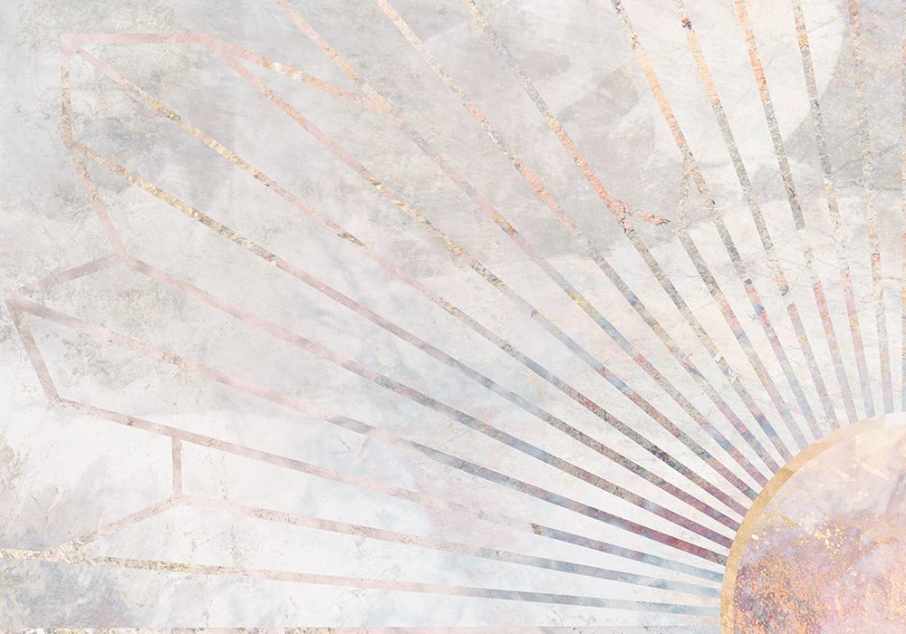 Gold Geometric Sun Rays Mural Concrete art print by Sarah Manovski for $57.95 CAD