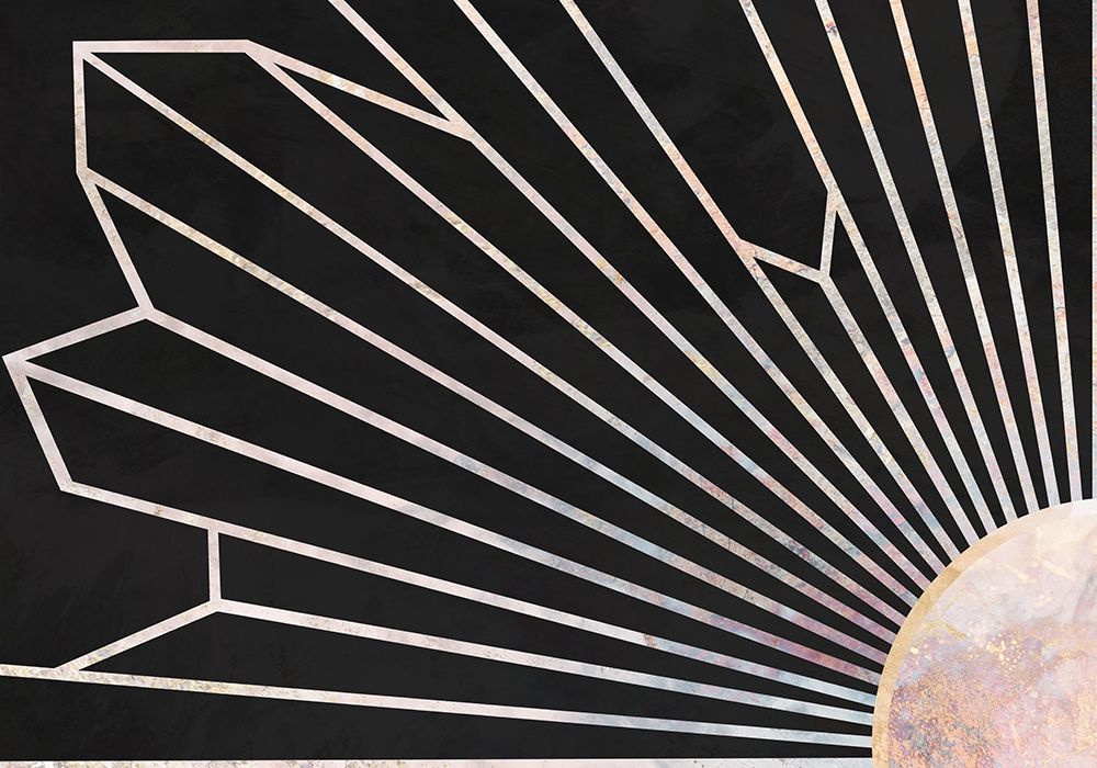 Gold Geometric Sun Rays Mural Black art print by Sarah Manovski for $57.95 CAD