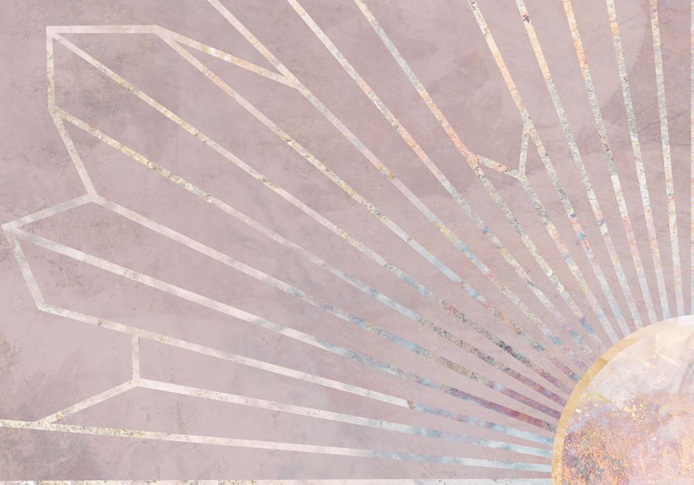 Gold Geometric Sun Rays Mural Pink art print by Sarah Manovski for $57.95 CAD