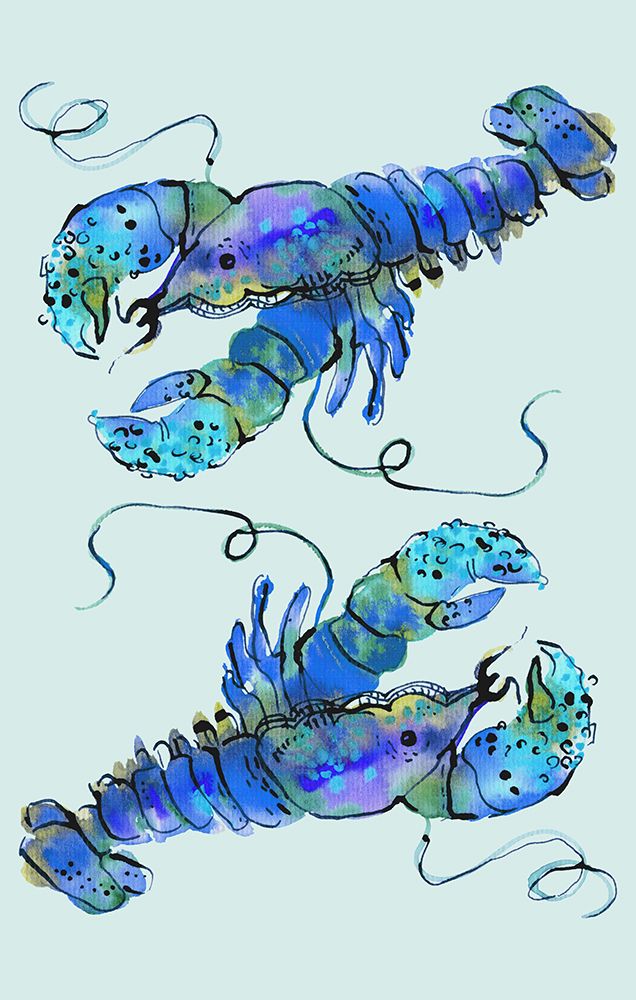 Lobsters On Azure art print by Ania Zwara for $57.95 CAD