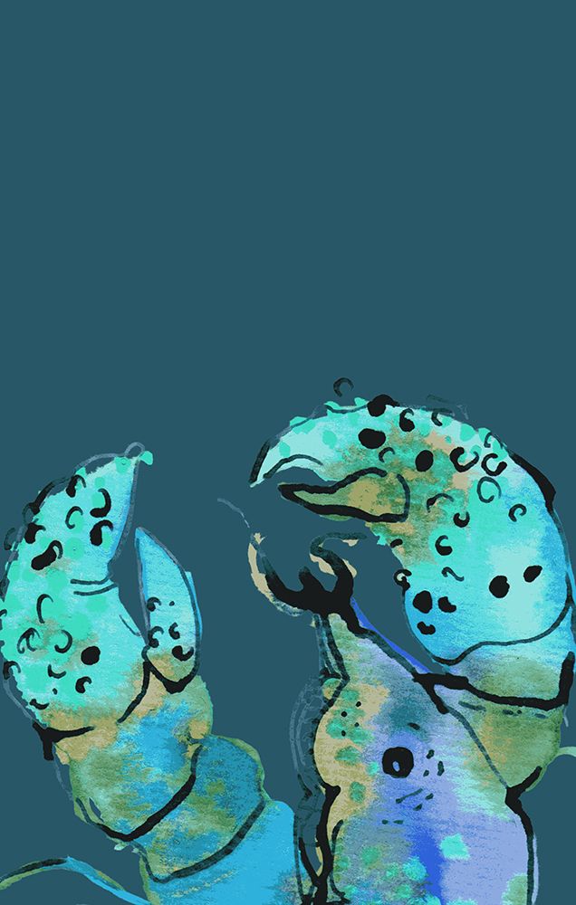 Azure Lobster On Dark Blue art print by Ania Zwara for $57.95 CAD