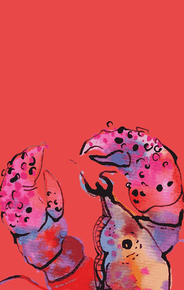 Rainbow Lobster On Red art print by Ania Zwara for $57.95 CAD