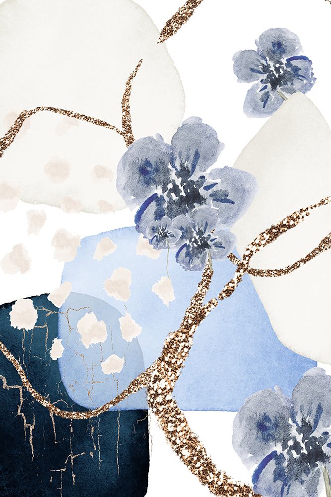 Floral Blue-3 art print by Sally Ann Moss for $57.95 CAD