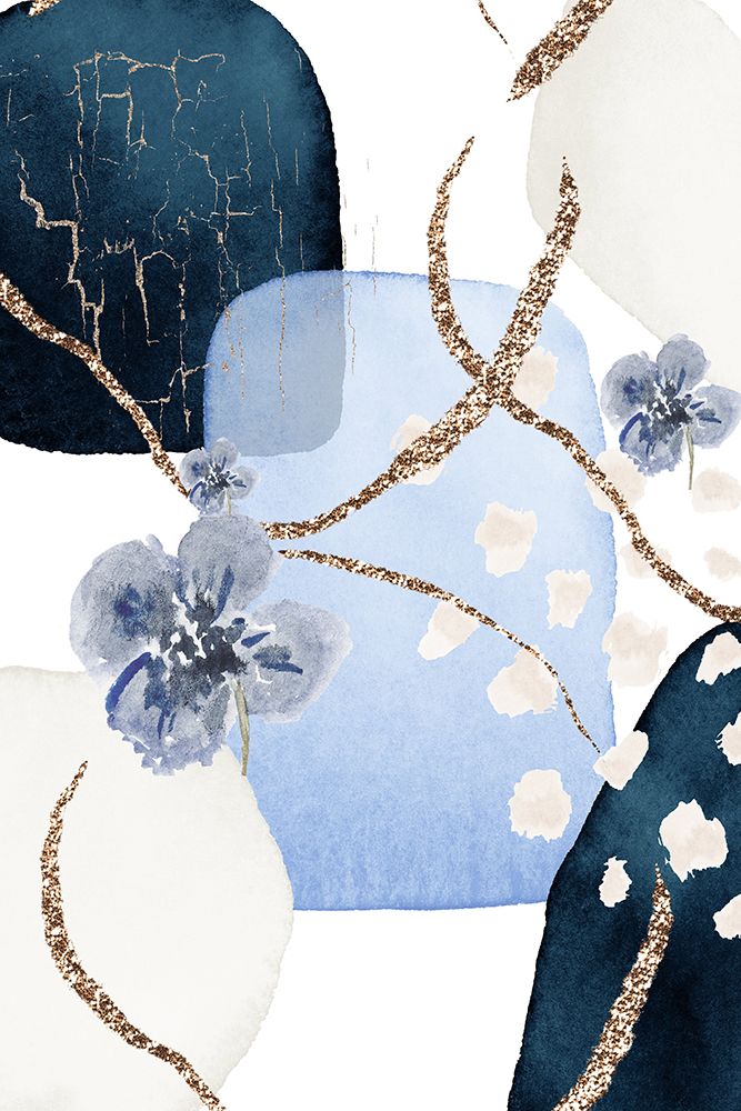 Floral Blue-2 art print by Sally Ann Moss for $57.95 CAD