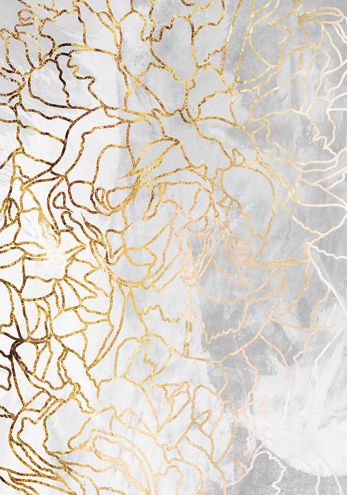 Abstract Gold Peonies Line Art Concrete art print by Sarah Manovski for $57.95 CAD