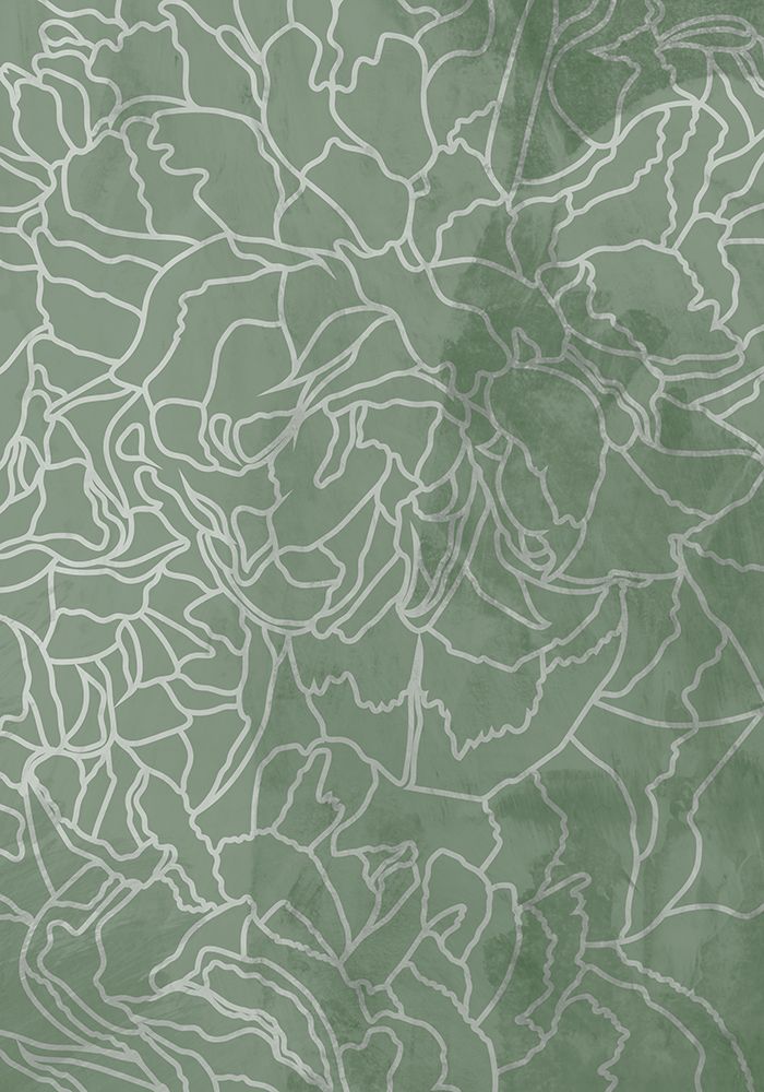 Abstract Sage Green Line Drawing Flowers art print by Sarah Manovski for $57.95 CAD
