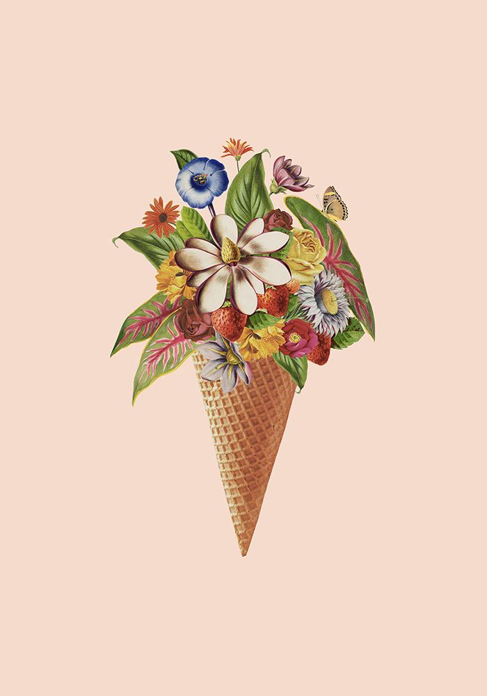 Botanical pink ice cream art print by Frida Floral Studio for $57.95 CAD