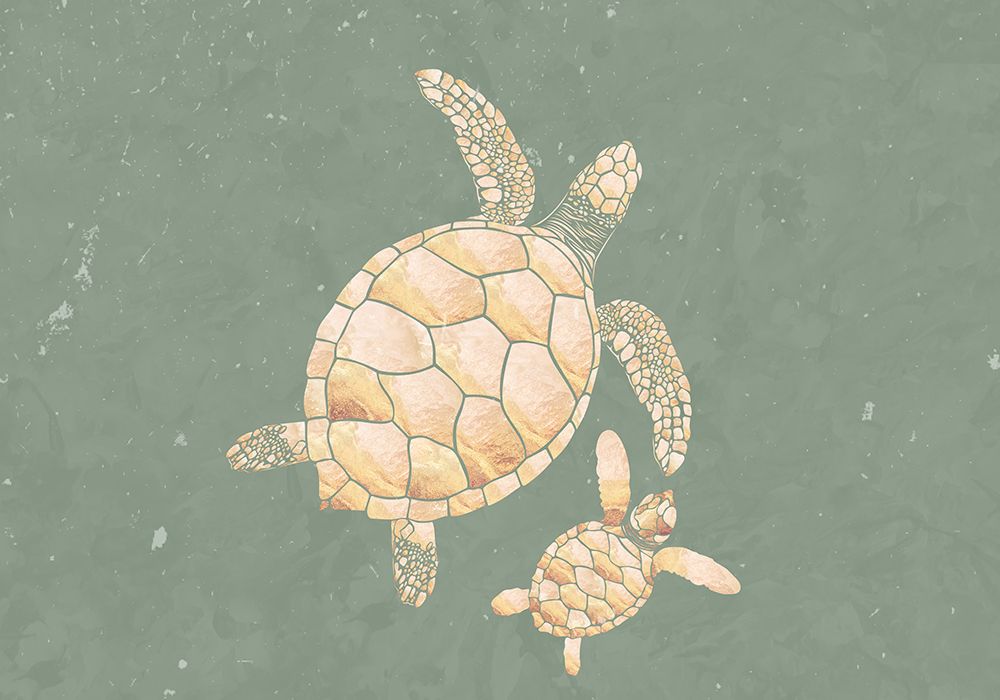 Landscape gold turtles green art print by Sarah Manovski for $57.95 CAD
