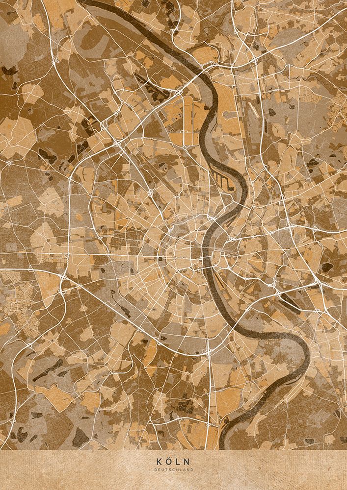 Sepia vintage map of KApln Germany art print by Rosana Laiz Blursbyai for $57.95 CAD