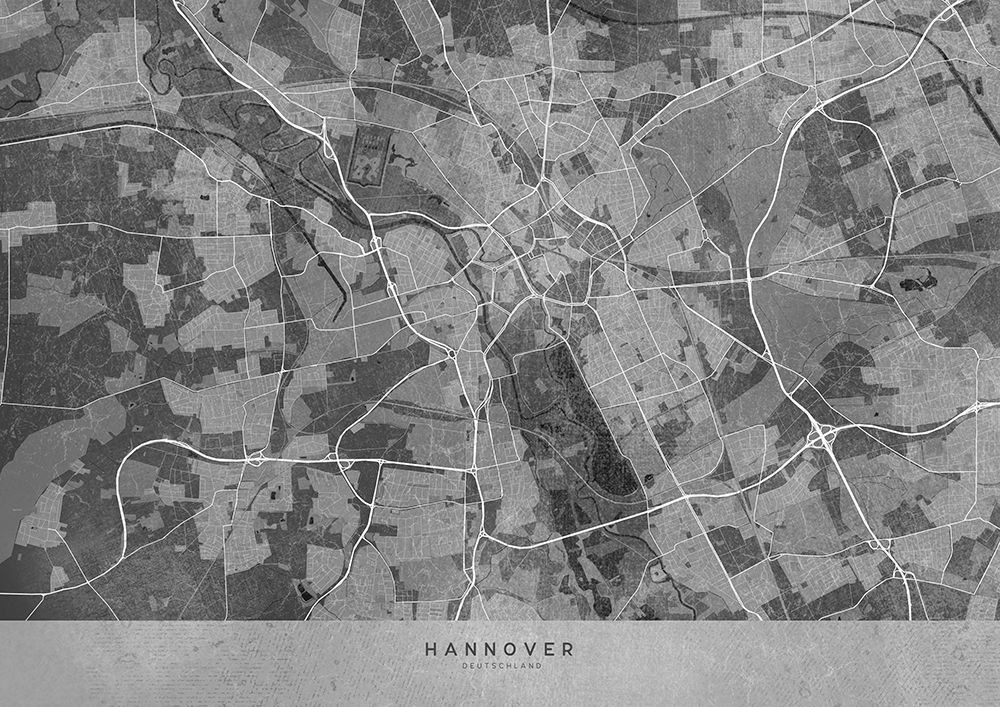 Gray vintage map of Hannover Germany art print by Rosana Laiz Blursbyai for $57.95 CAD