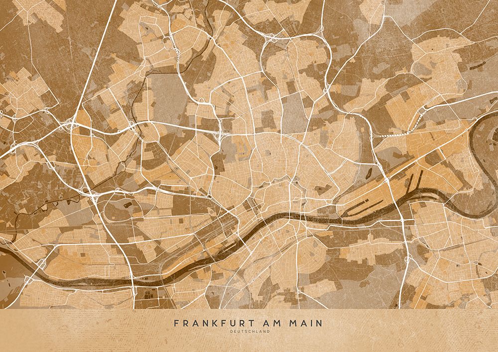Sepia vintage map of Frankfurt Germany art print by Rosana Laiz Blursbyai for $57.95 CAD