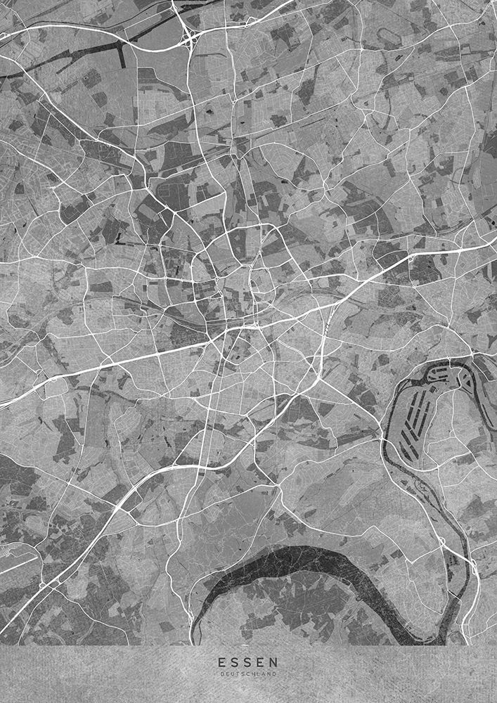 Gray vintage map of Essen Germany art print by Rosana Laiz Blursbyai for $57.95 CAD