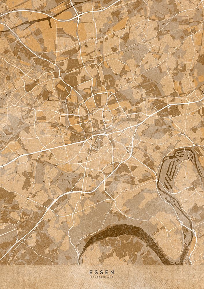 Sepia vintage map of Essen Germany art print by Rosana Laiz Blursbyai for $57.95 CAD