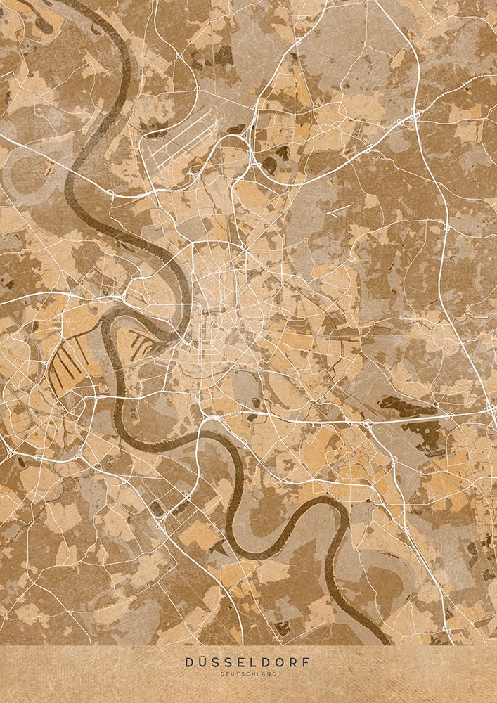 Sepia vintage map of DAAndfrac14;sseldorf Germany art print by Rosana Laiz Blursbyai for $57.95 CAD