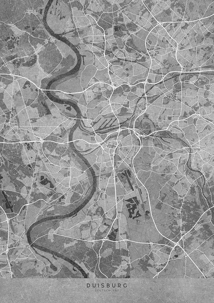 Gray vintage map of Duisburg Germany art print by Rosana Laiz Blursbyai for $57.95 CAD