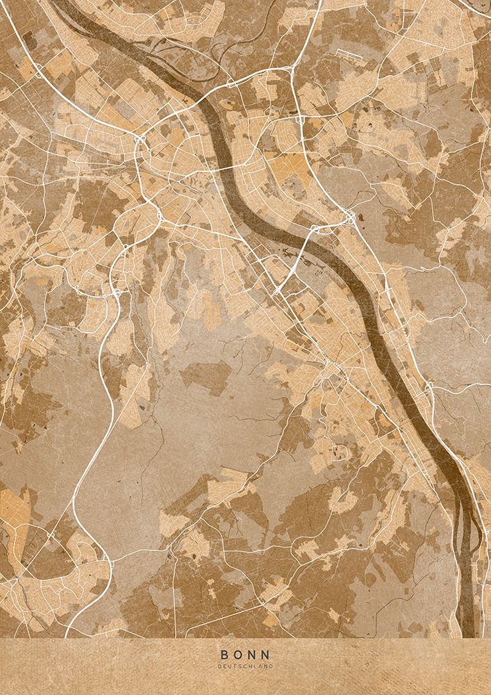 Sepia vintage map of Bonn Germany art print by Rosana Laiz Blursbyai for $57.95 CAD