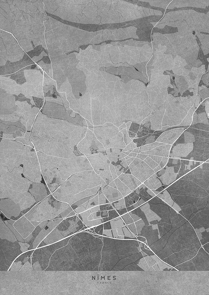 Gray vintage map of NArmes France art print by Rosana Laiz Blursbyai for $57.95 CAD