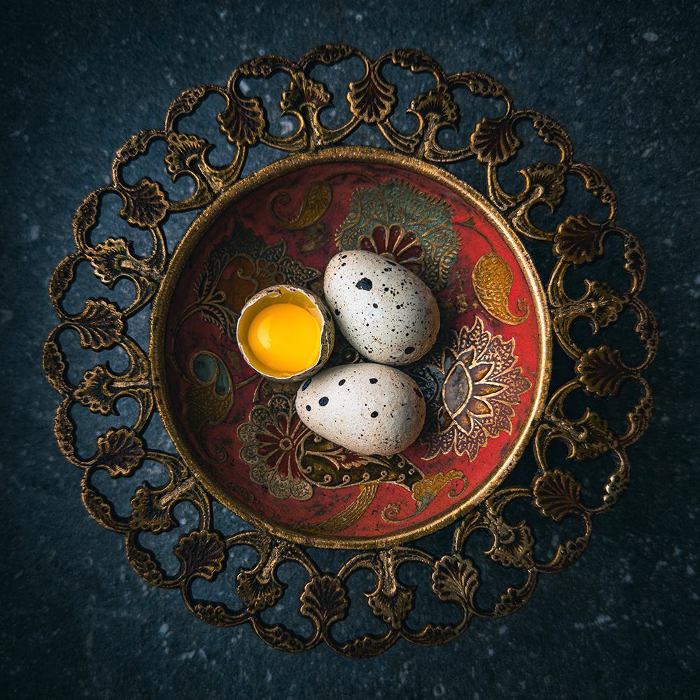 Quail Eggs In Vintage Indian Bowl art print by Aleksandrova Karina for $57.95 CAD