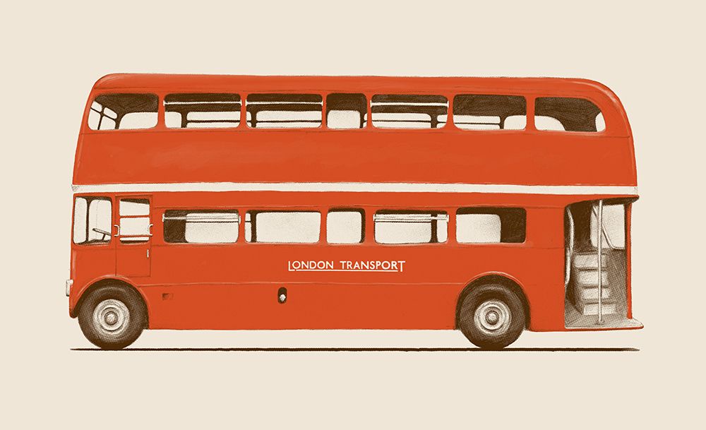 Red English Bus art print by Florent Bodart for $57.95 CAD