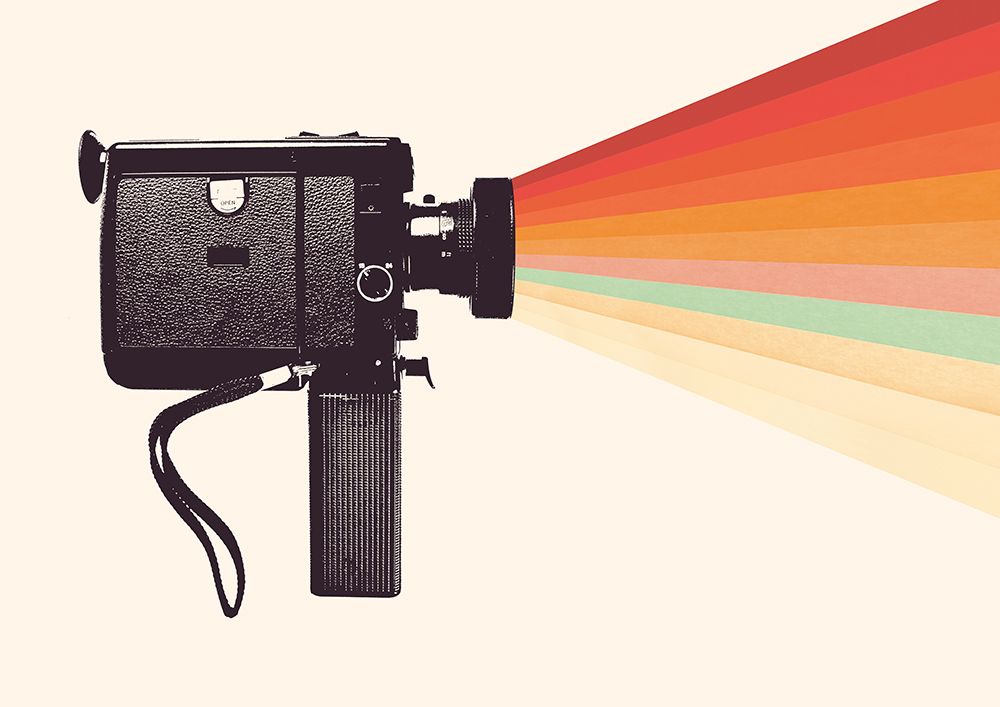 Movie Camera Rainbow art print by Florent Bodart for $57.95 CAD