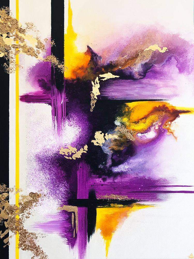 Geometric Purple and Yellow art print by Alyson Storms for $57.95 CAD
