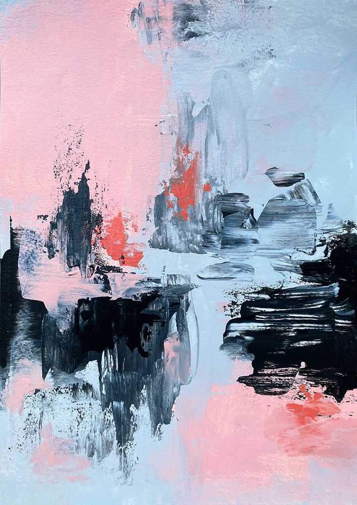 Pink and Grey Abstract 2 art print by Alyson Storms for $57.95 CAD