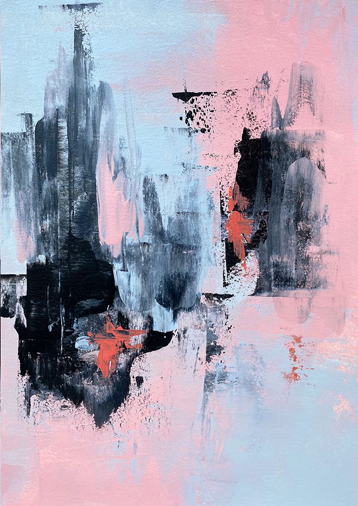 Pink and Grey Abstract 3 art print by Alyson Storms for $57.95 CAD