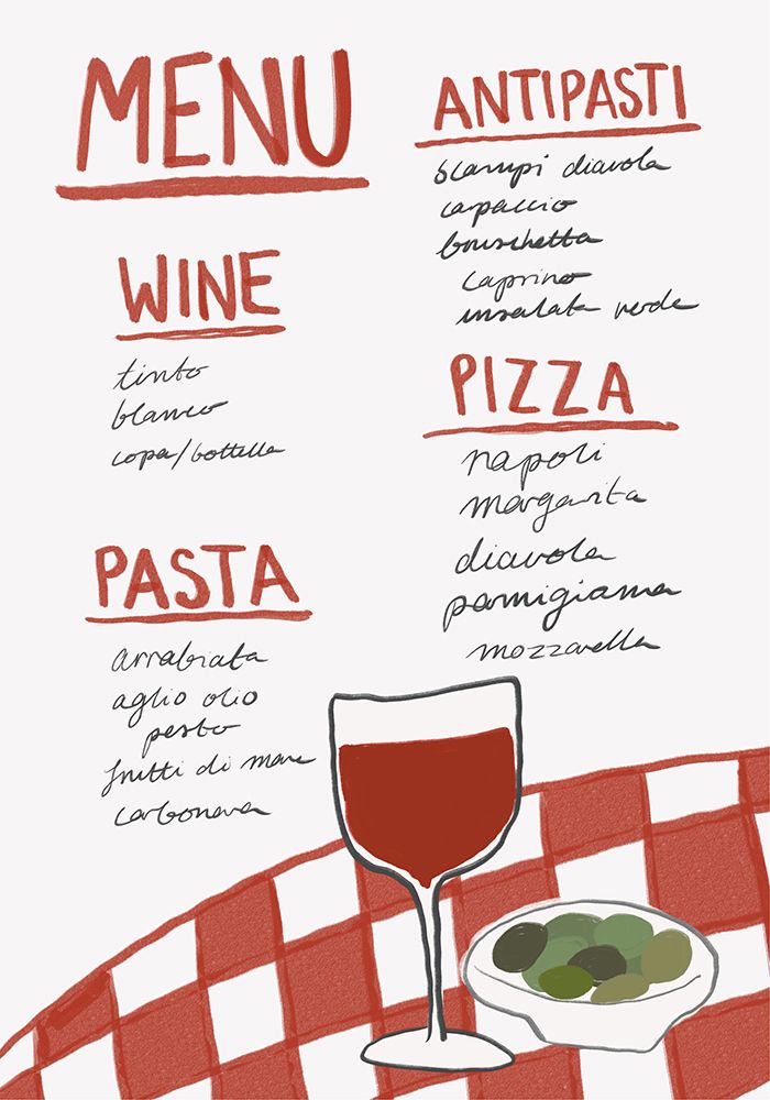 Italian Menu art print by Athene Fritsch for $57.95 CAD