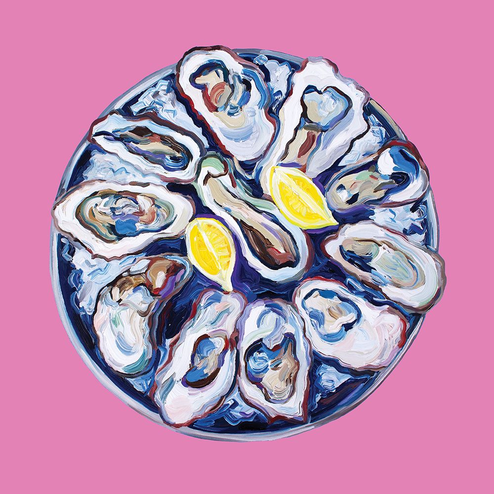 Oysters On a Plate Pink art print by Alice Straker for $57.95 CAD