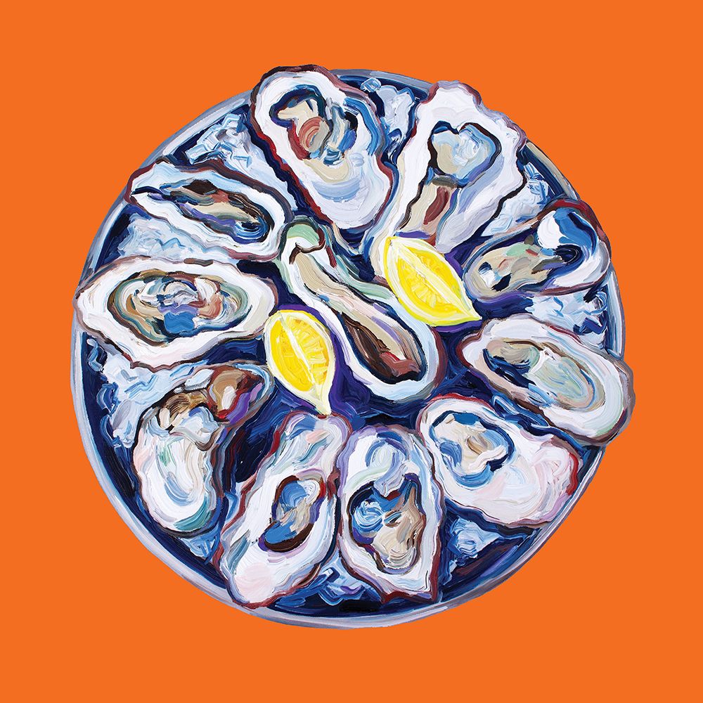 Oysters On a Plate Orange art print by Alice Straker for $57.95 CAD