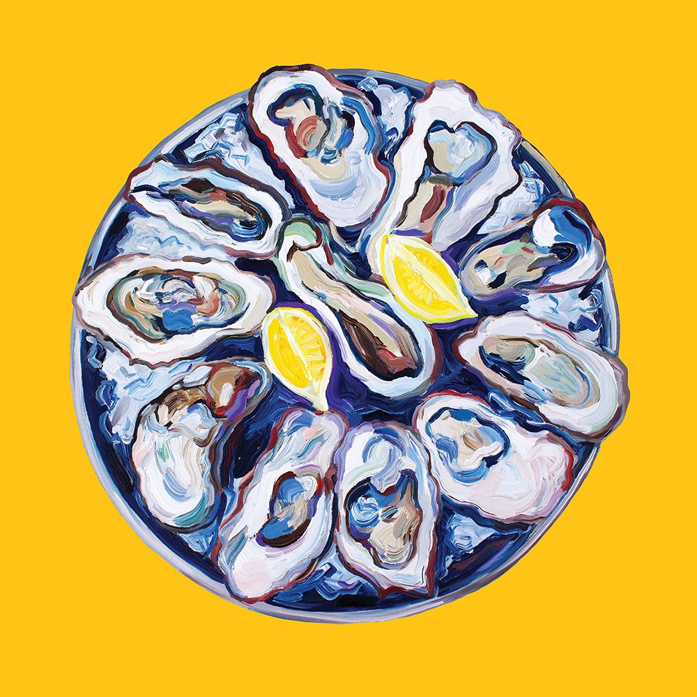 Oysters On a Plate Yellow art print by Alice Straker for $57.95 CAD