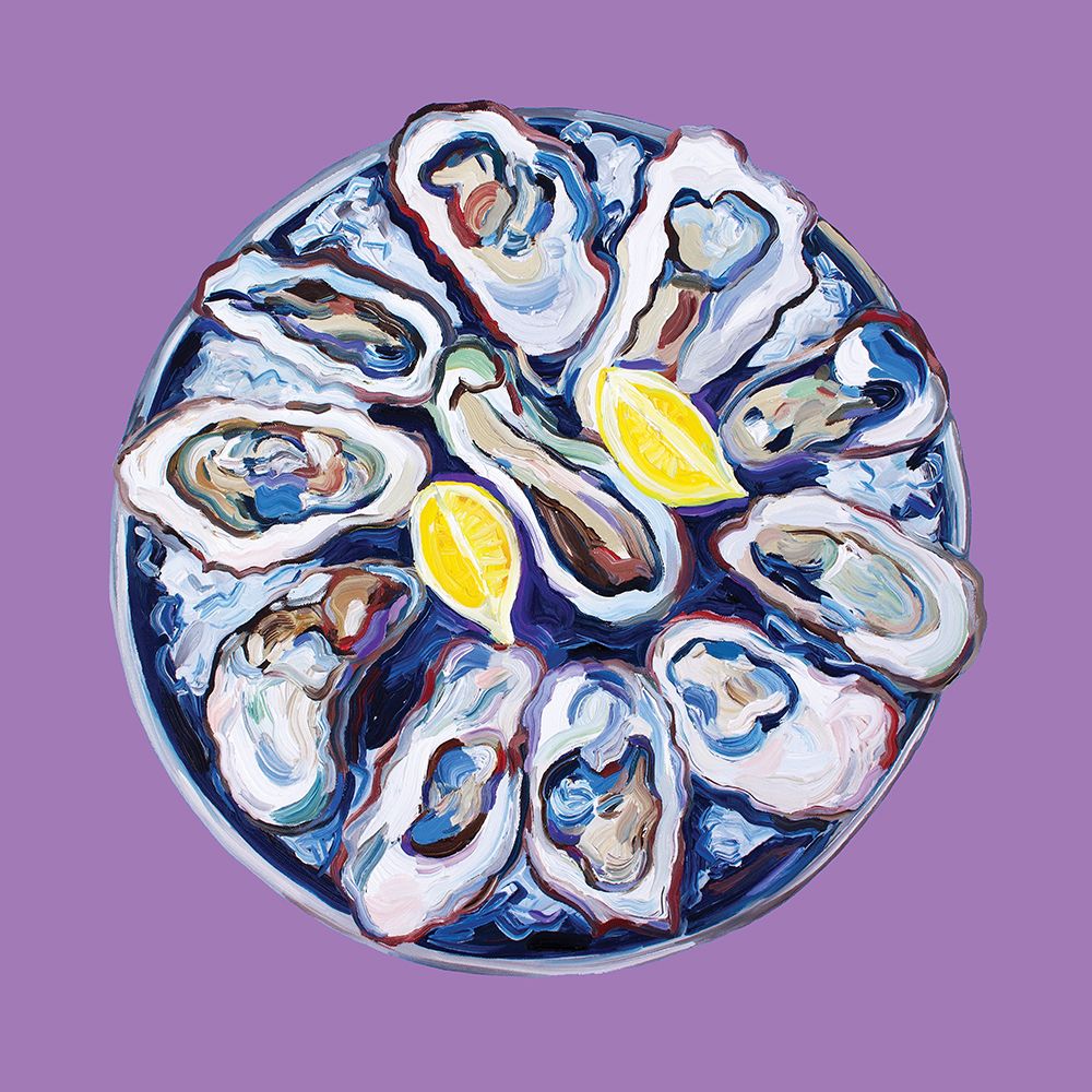 Oysters On a Plate Purple art print by Alice Straker for $57.95 CAD